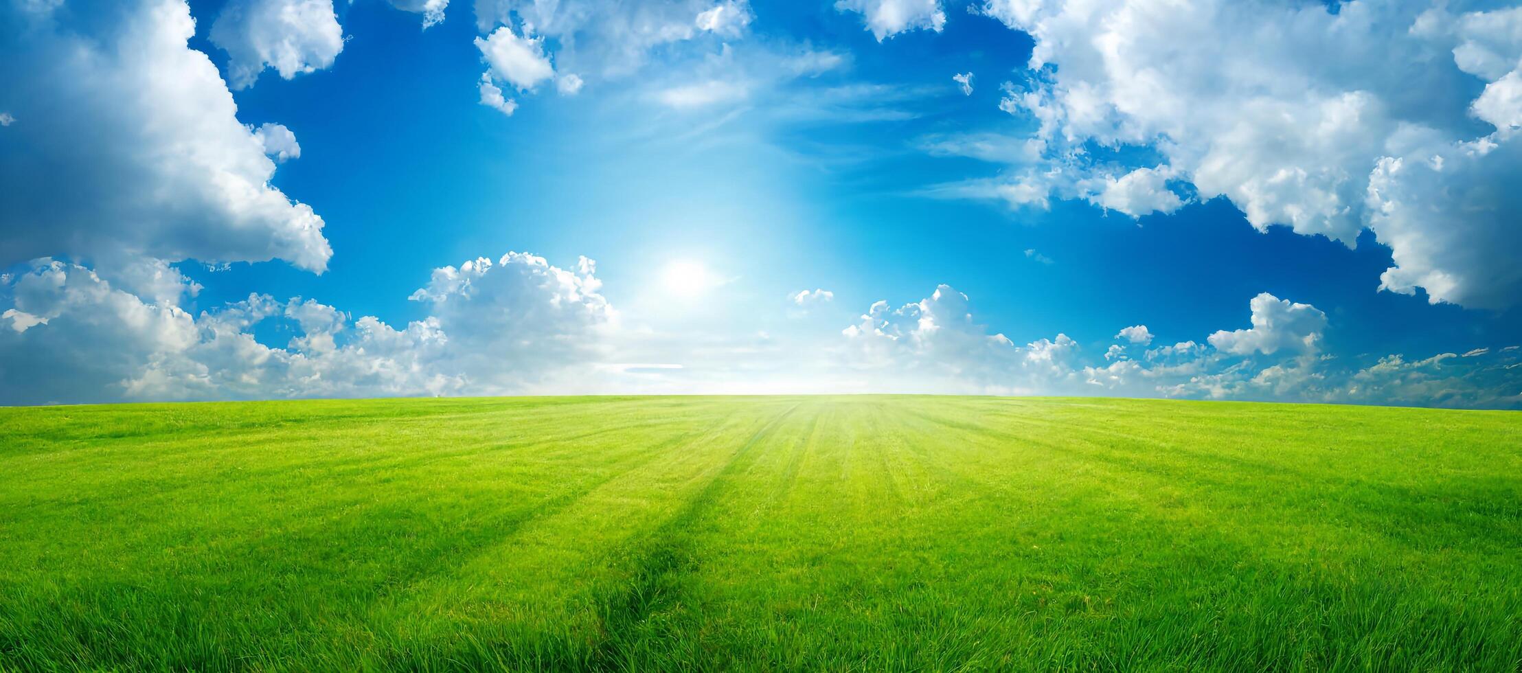 le paysage de Naturel herbe champ avec ai généré. photo