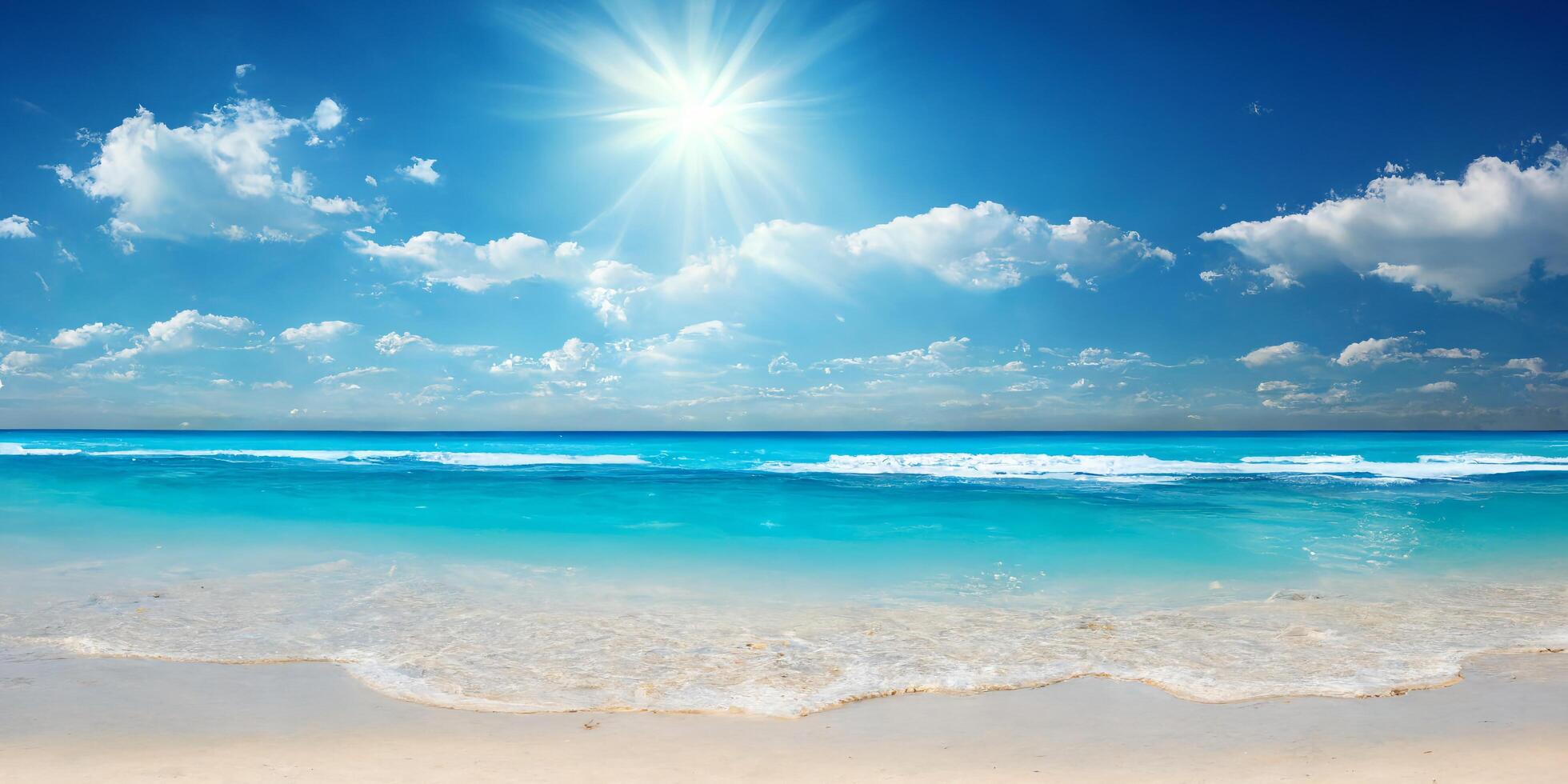 le tropical paysage marin avec mer vague à le plage avec ai généré. photo