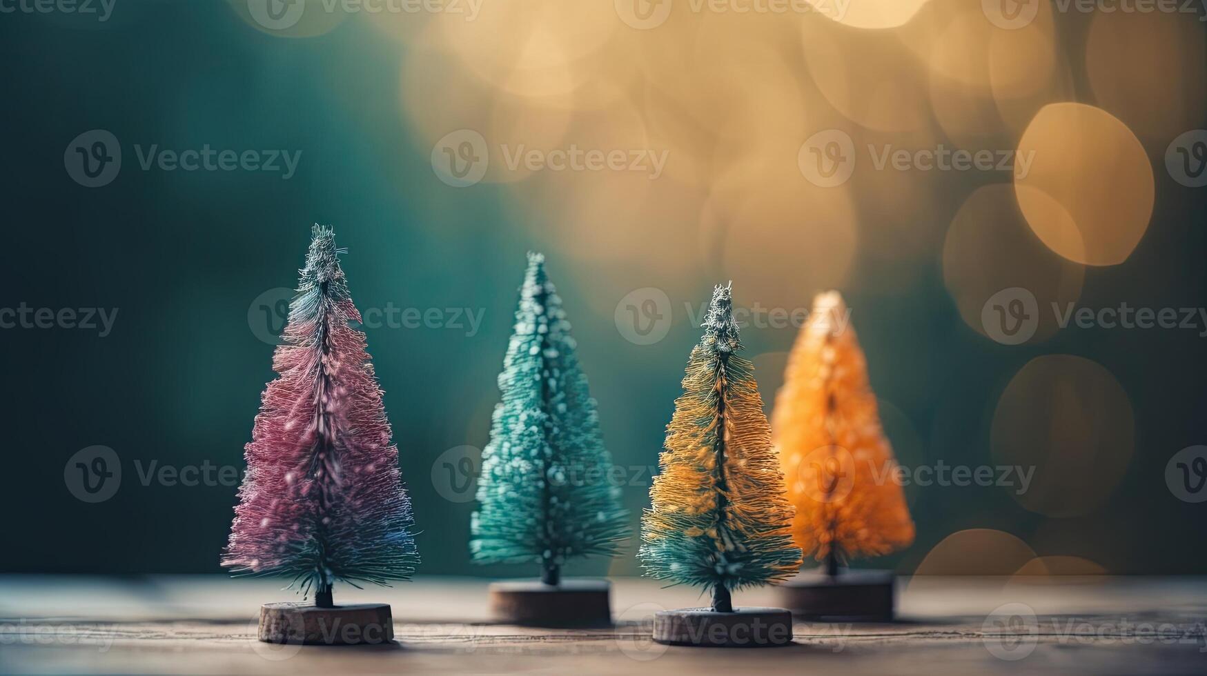 Noël arbre décoration sur en bois Contexte. génératif ai. photo