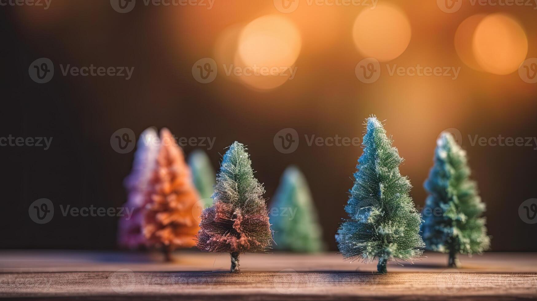 Noël arbre décoration sur en bois Contexte. génératif ai. photo