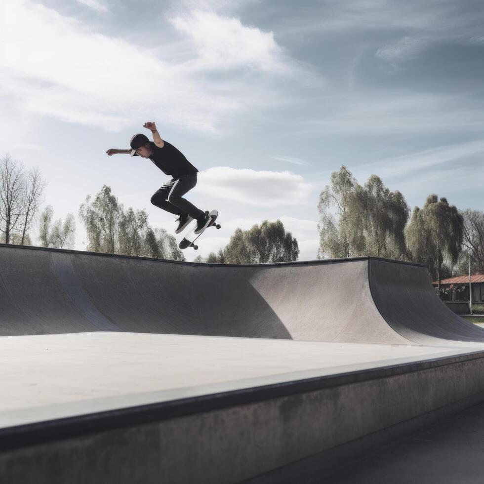 Jeune skateur. illustration ai génératif photo