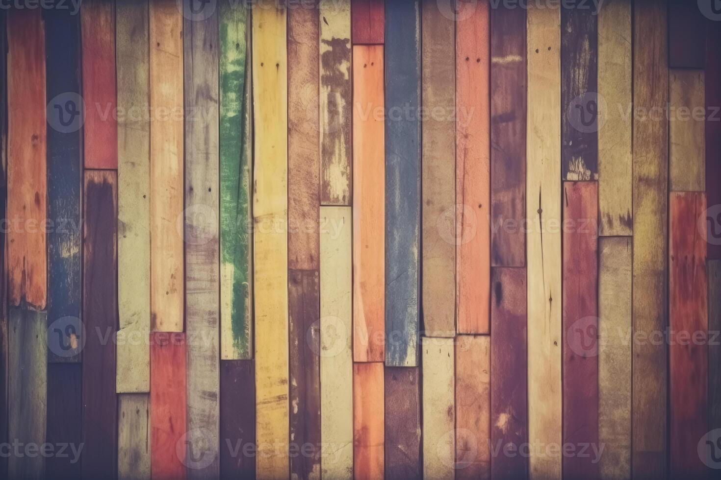 coloré peint en bois planche Contexte texture établi avec génératif ai technologie. photo