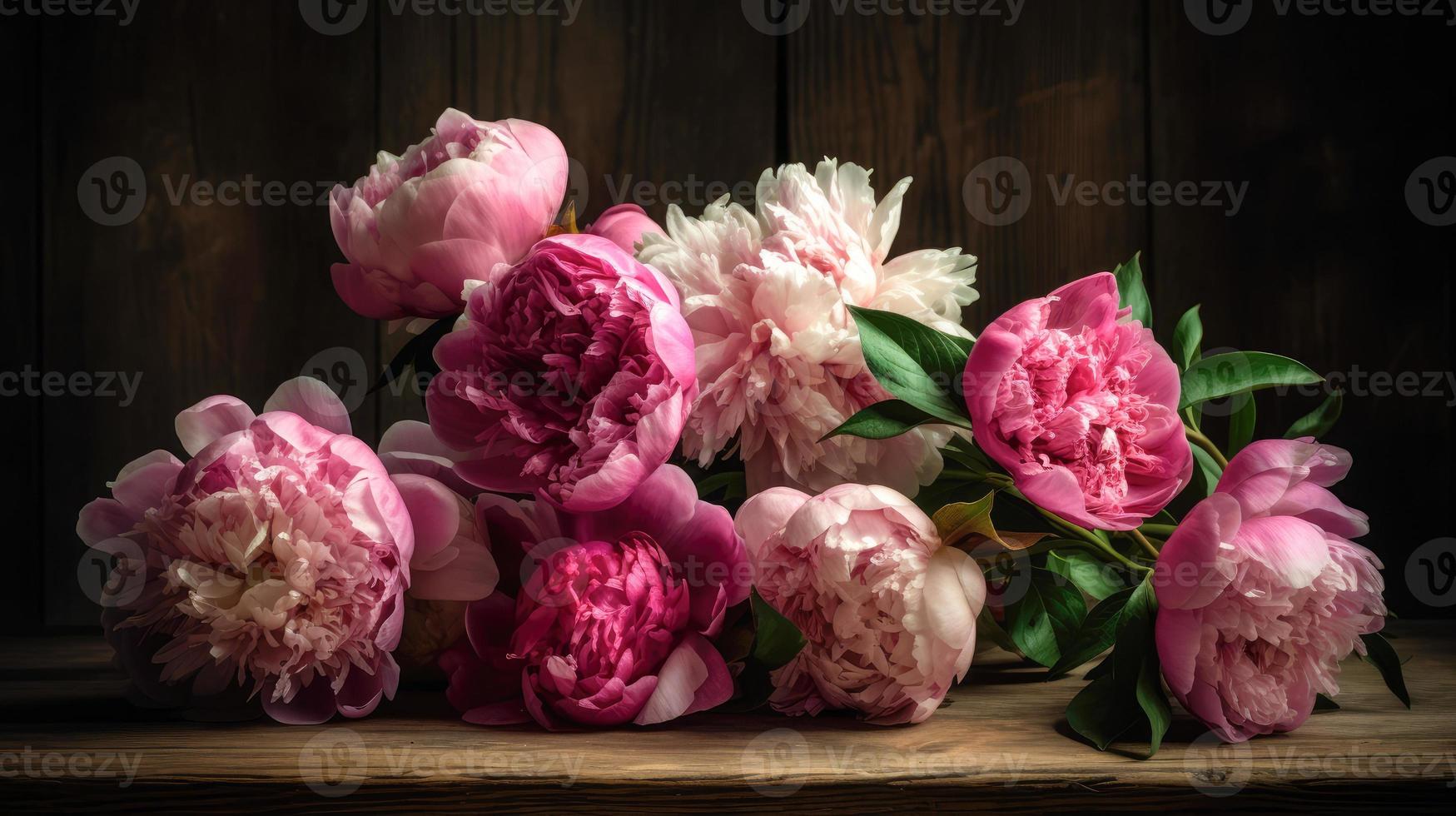 romantique bouquet de pivoines dans le intérieur. photo