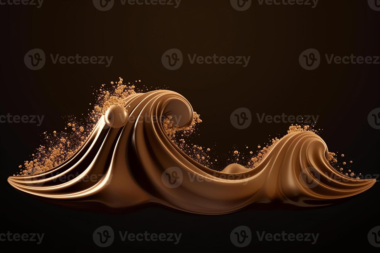 3d Chocolat vagues illustration. ai généré photo