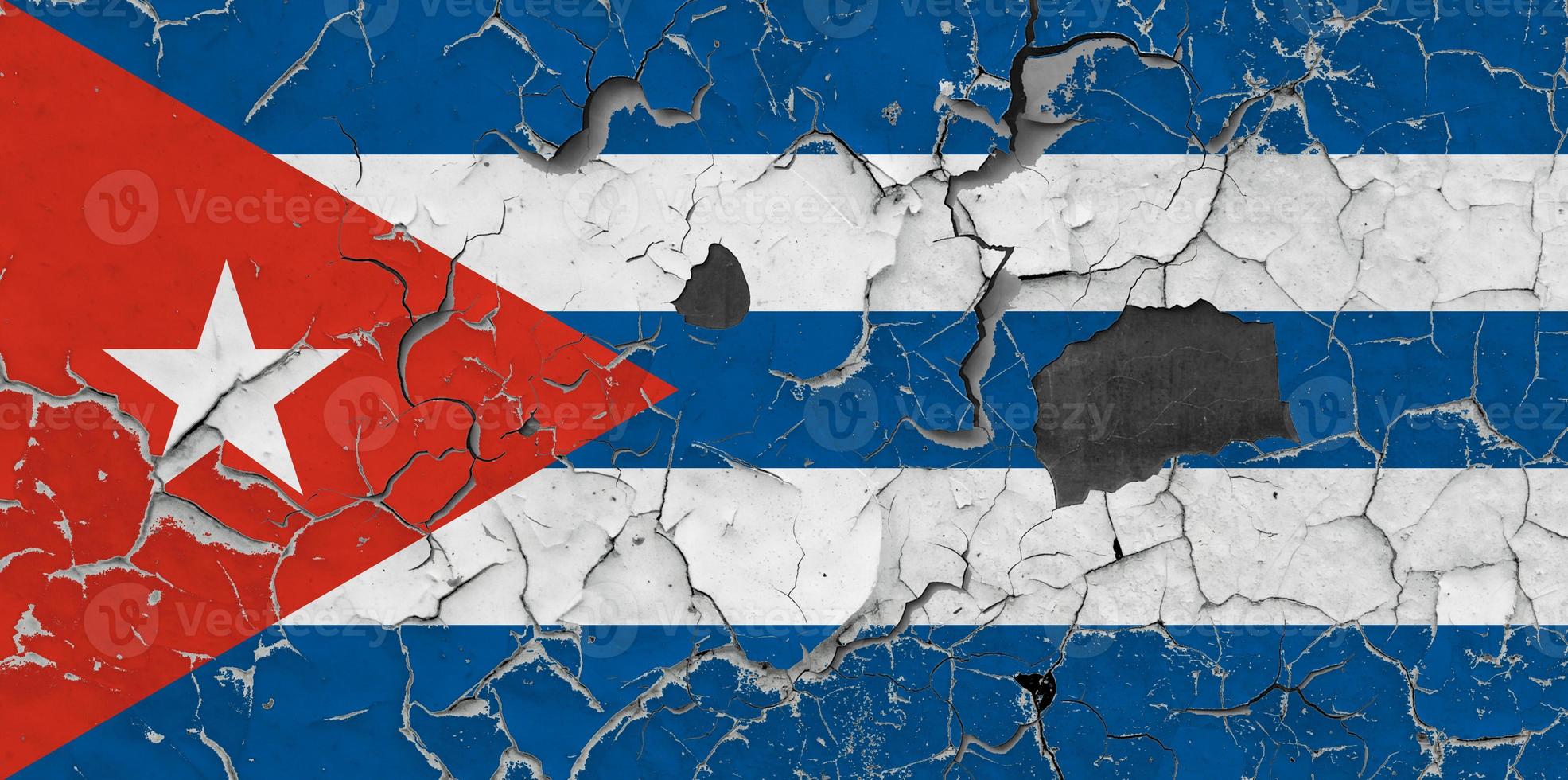 3d drapeau de Cuba sur pierre mur photo