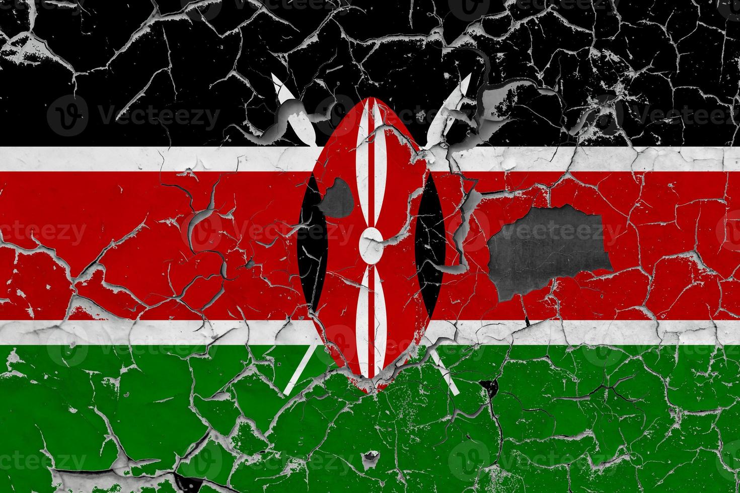 3d drapeau de Kenya sur pierre mur photo