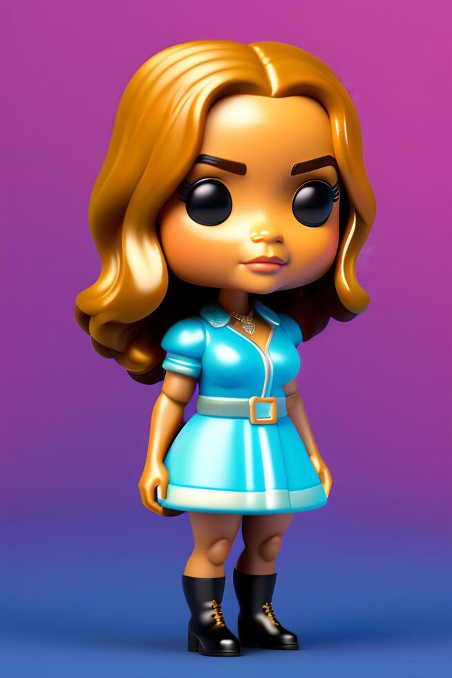 mignonne à collectionner femelle funko pop vinyle figure dans moderne et élégant vêtements. ai généré photo