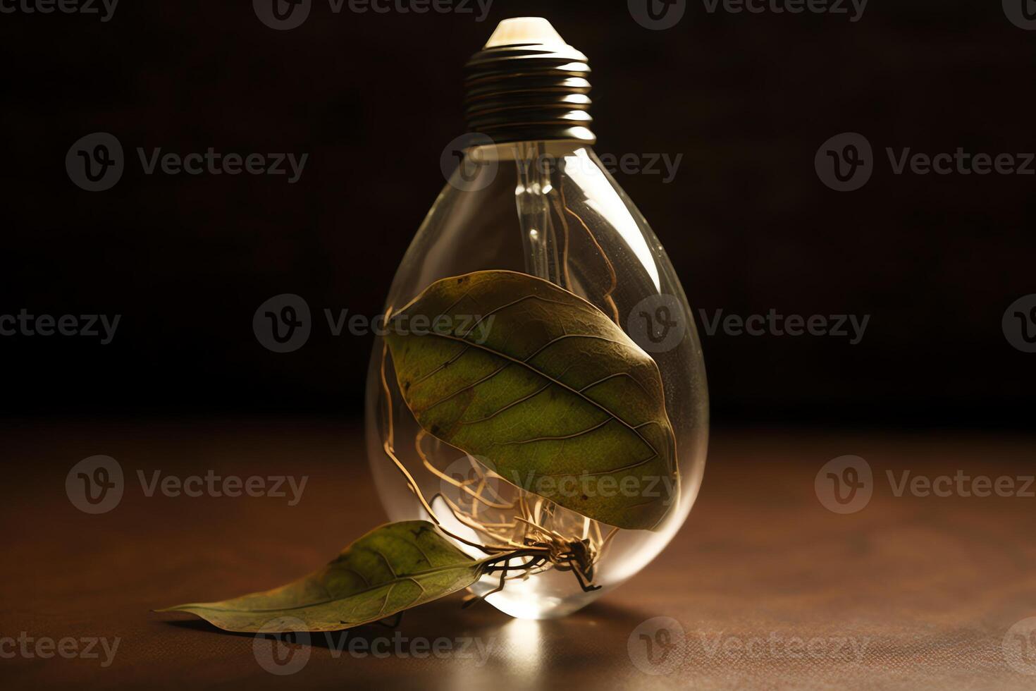 feuille ampoule pour éco amical vie. ai généré photo