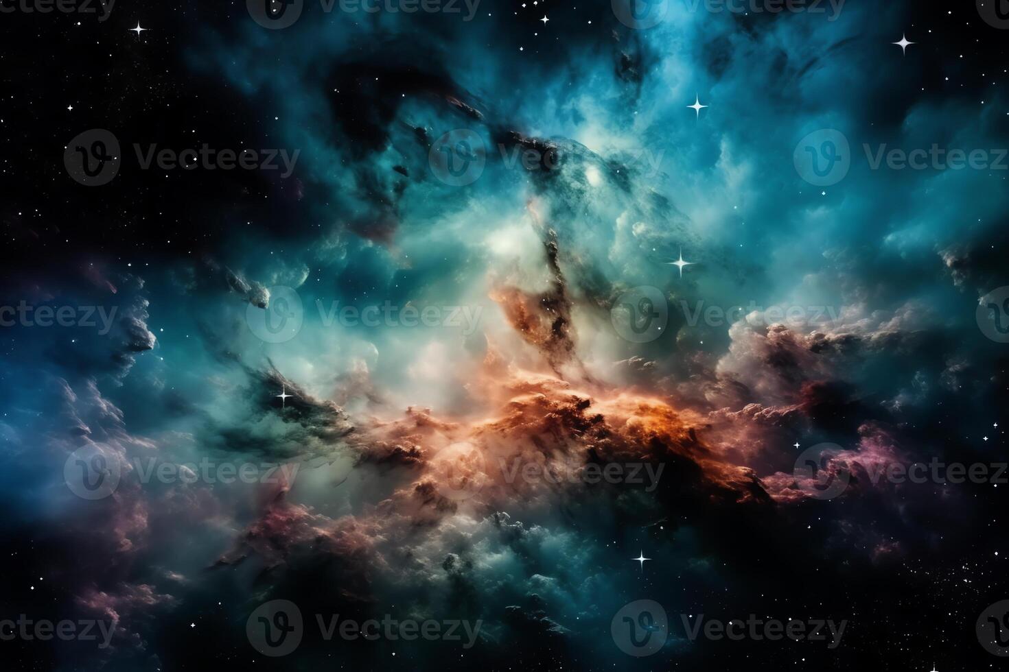 coloré galaxie nuage nébuleuse dans le univers, fond d'écran. ai généré photo
