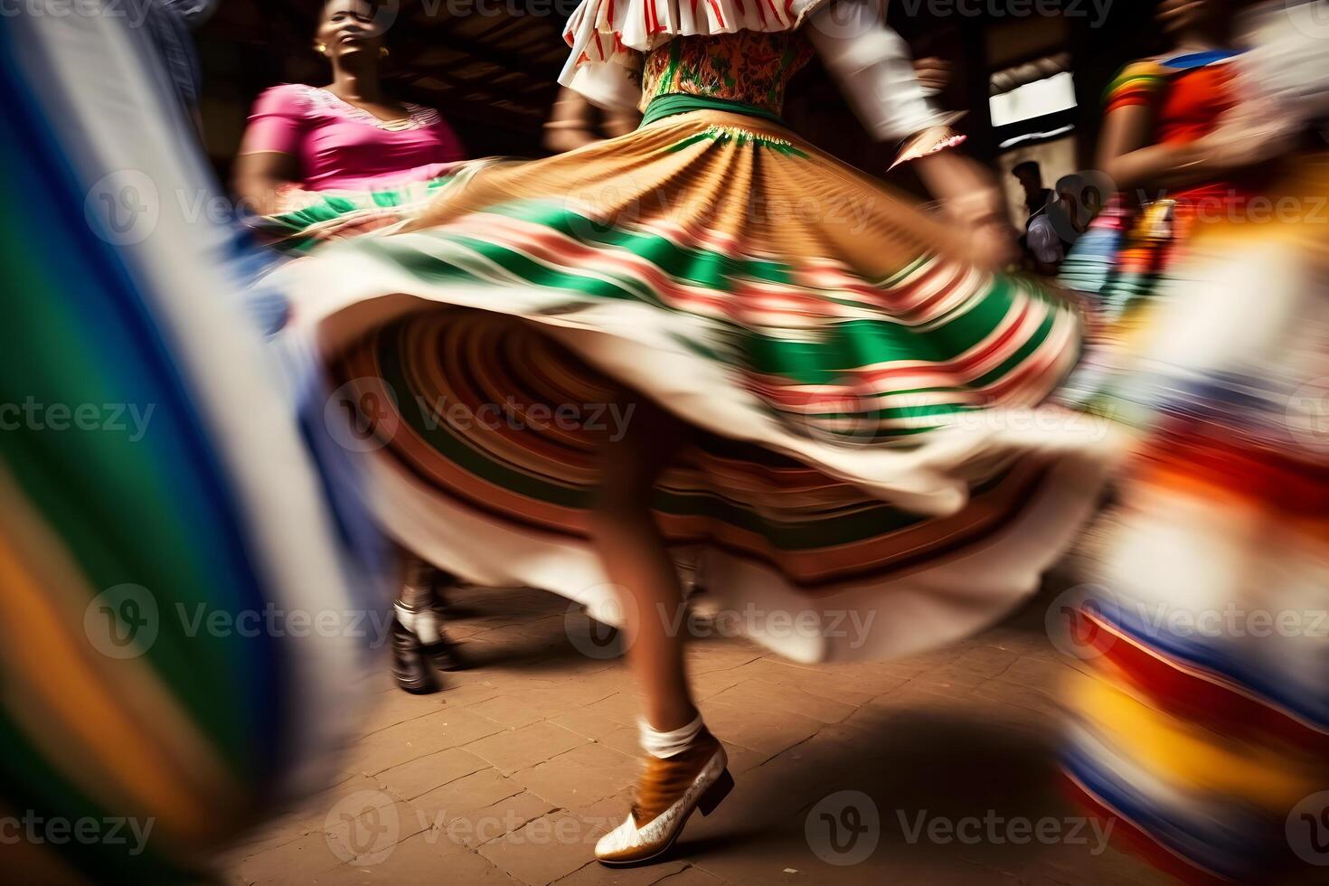 Danseur participe à le cinco de mayo Festival dans mouvement. neural réseau ai généré photo