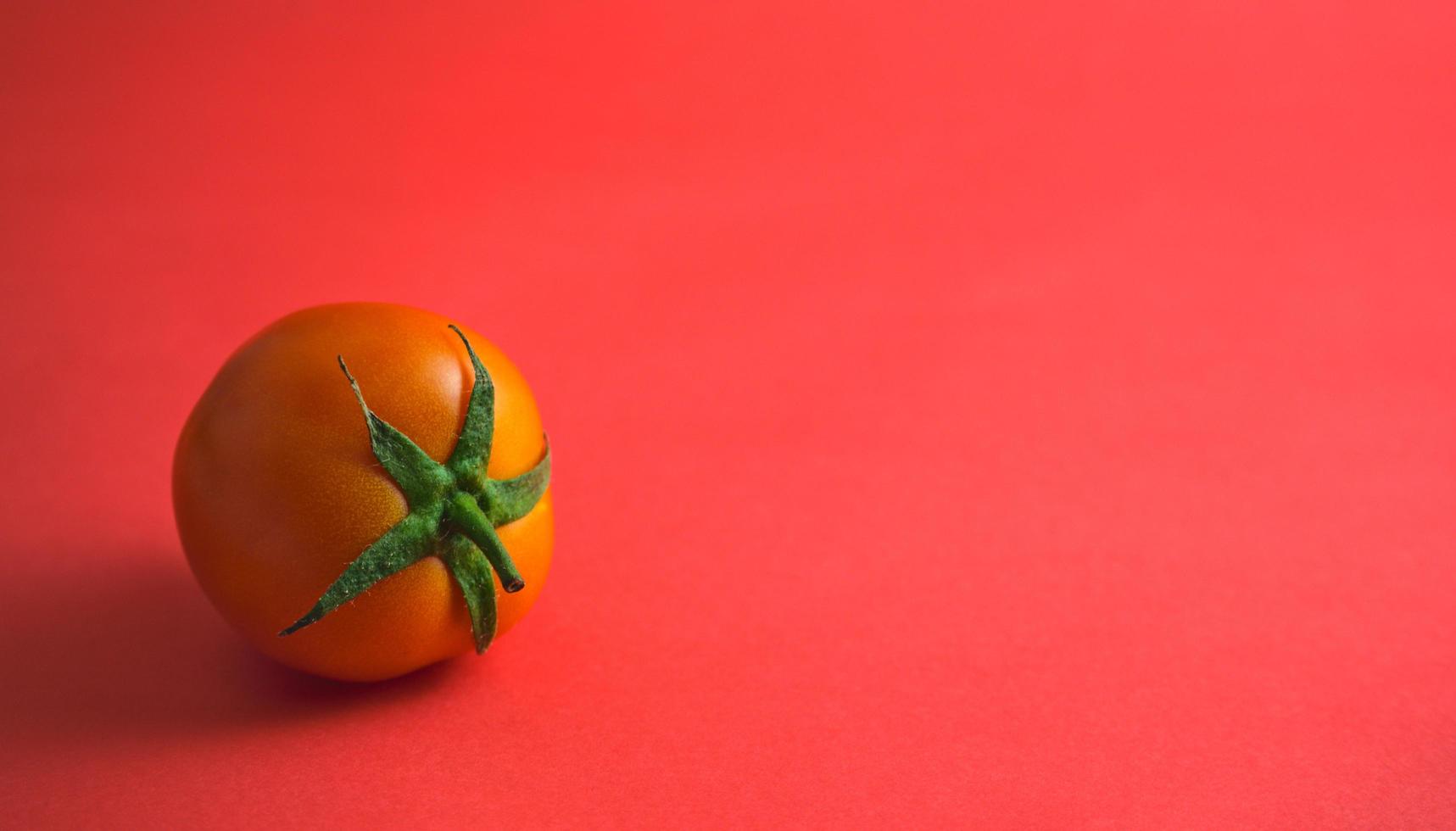 plat de tomate posé sur fond rose. photo