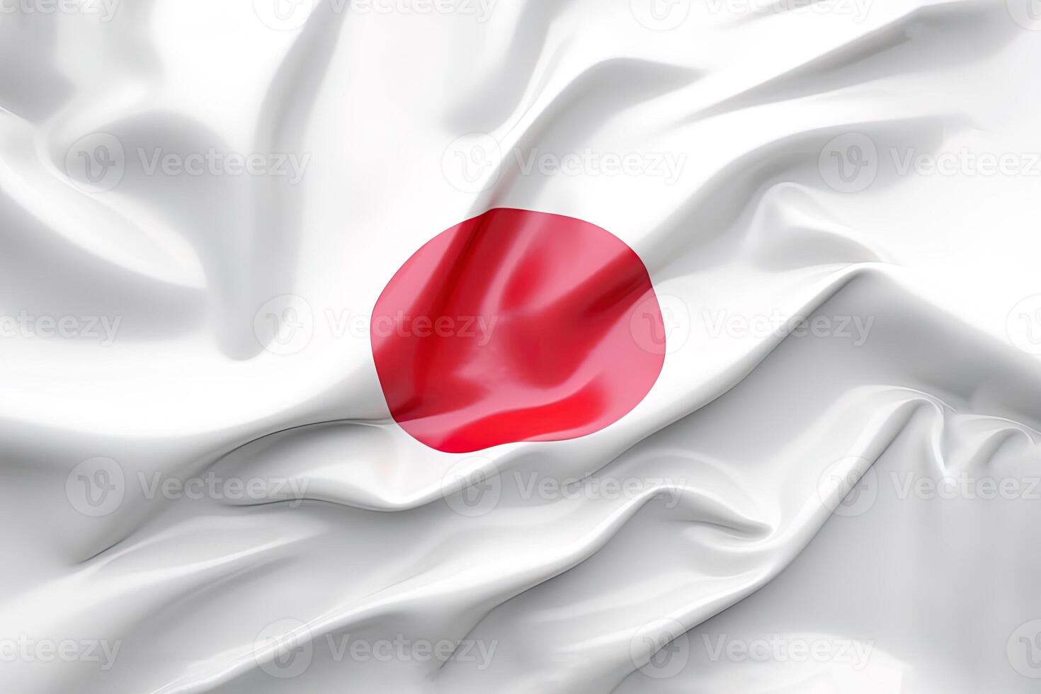 rouge cercle et blanc arrière-plan, agitant le nationale drapeau de Japon, agité une très détaillé fermer. ai généré photo