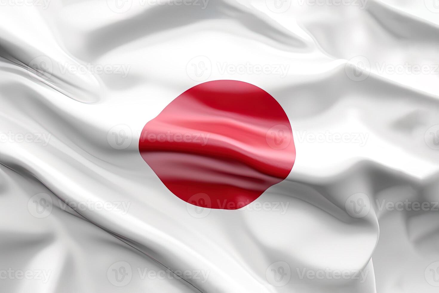 rouge cercle et blanc arrière-plan, agitant le nationale drapeau de Japon, agité une très détaillé fermer. ai généré photo