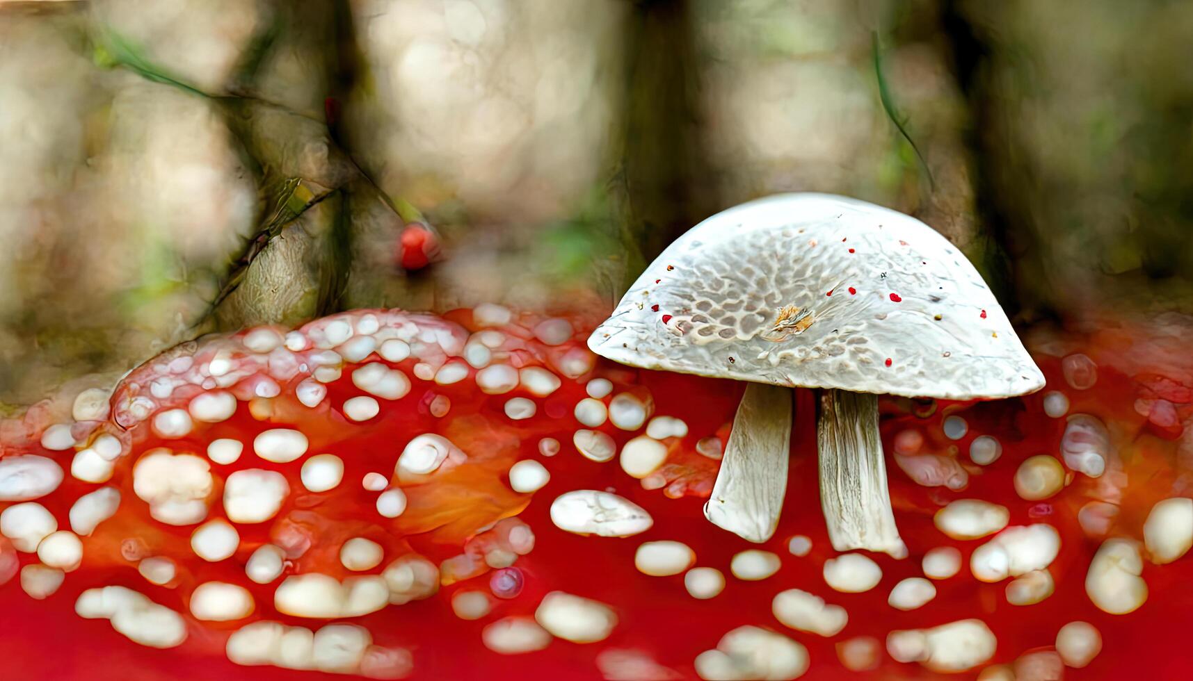 une champignon au dessus le souche. génératif ai photo