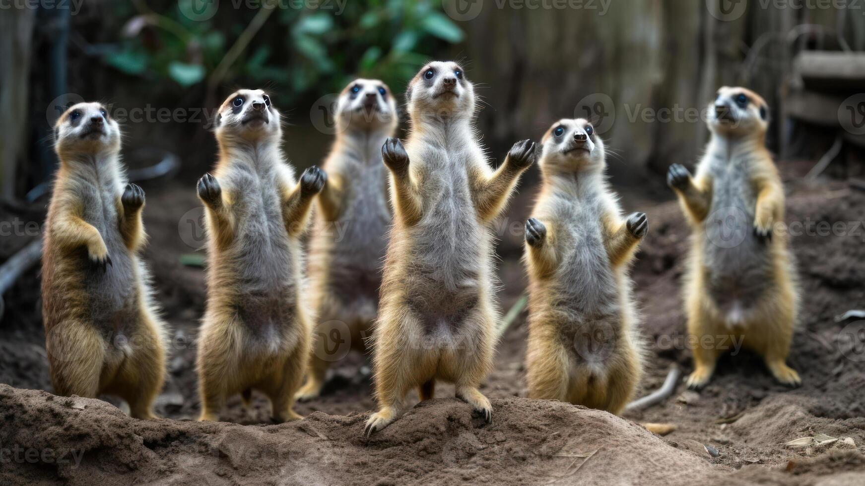 marrant suricate famille génératif ai photo