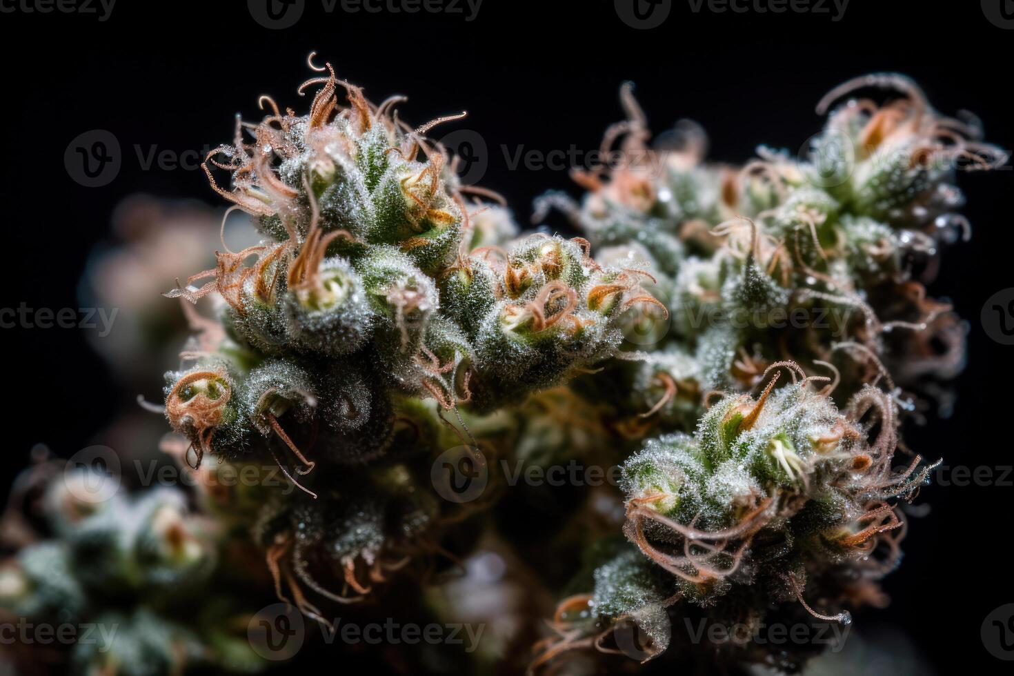 nettoyer thc cristal, trichome sucre cannabis bourgeon macro, génératif ai photo