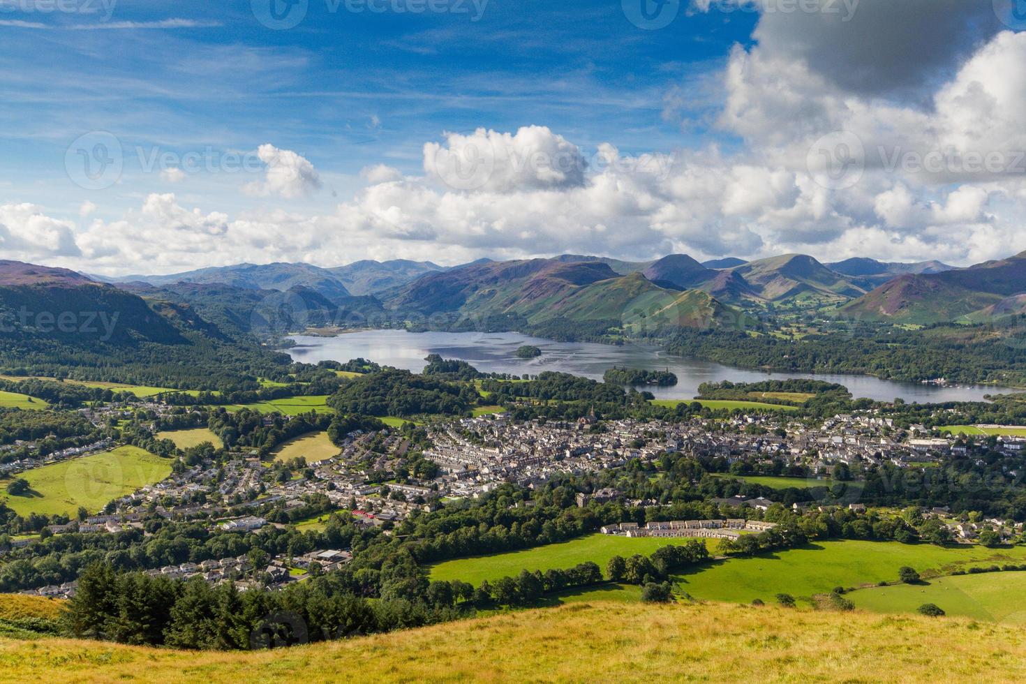 Vue de Keswick et de l'eau derwent de Latrigg, Cumbria, Royaume-Uni photo