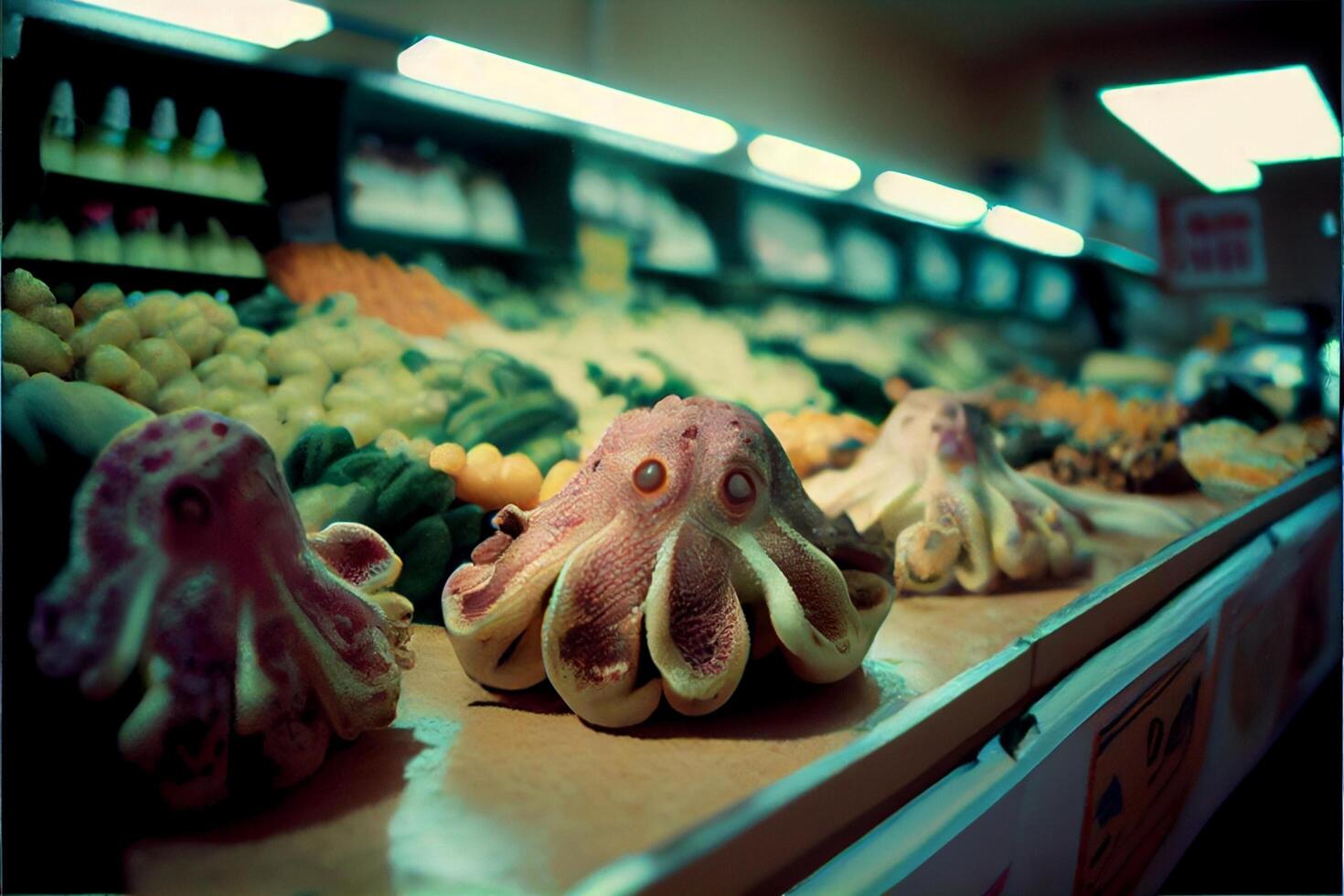 bouquet de poulpe têtes séance sur Haut de une comptoir. génératif ai. photo