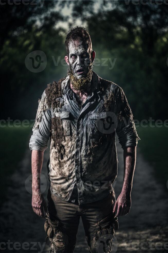 homme cette est permanent dans le sombre. génératif ai. photo