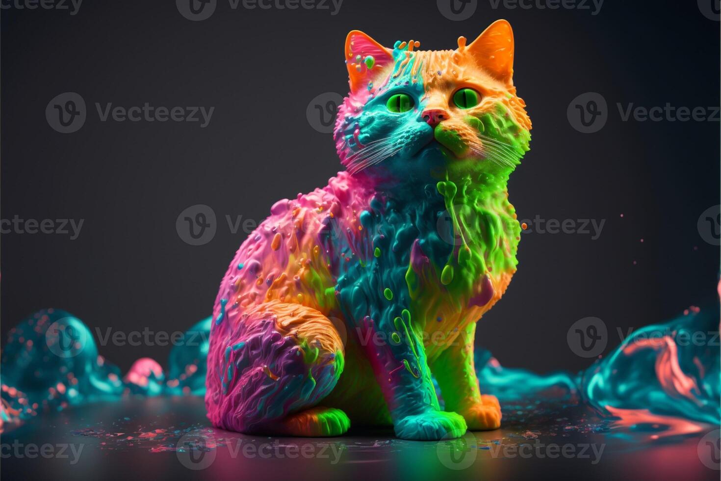 coloré chat séance sur Haut de une tableau. génératif ai. photo