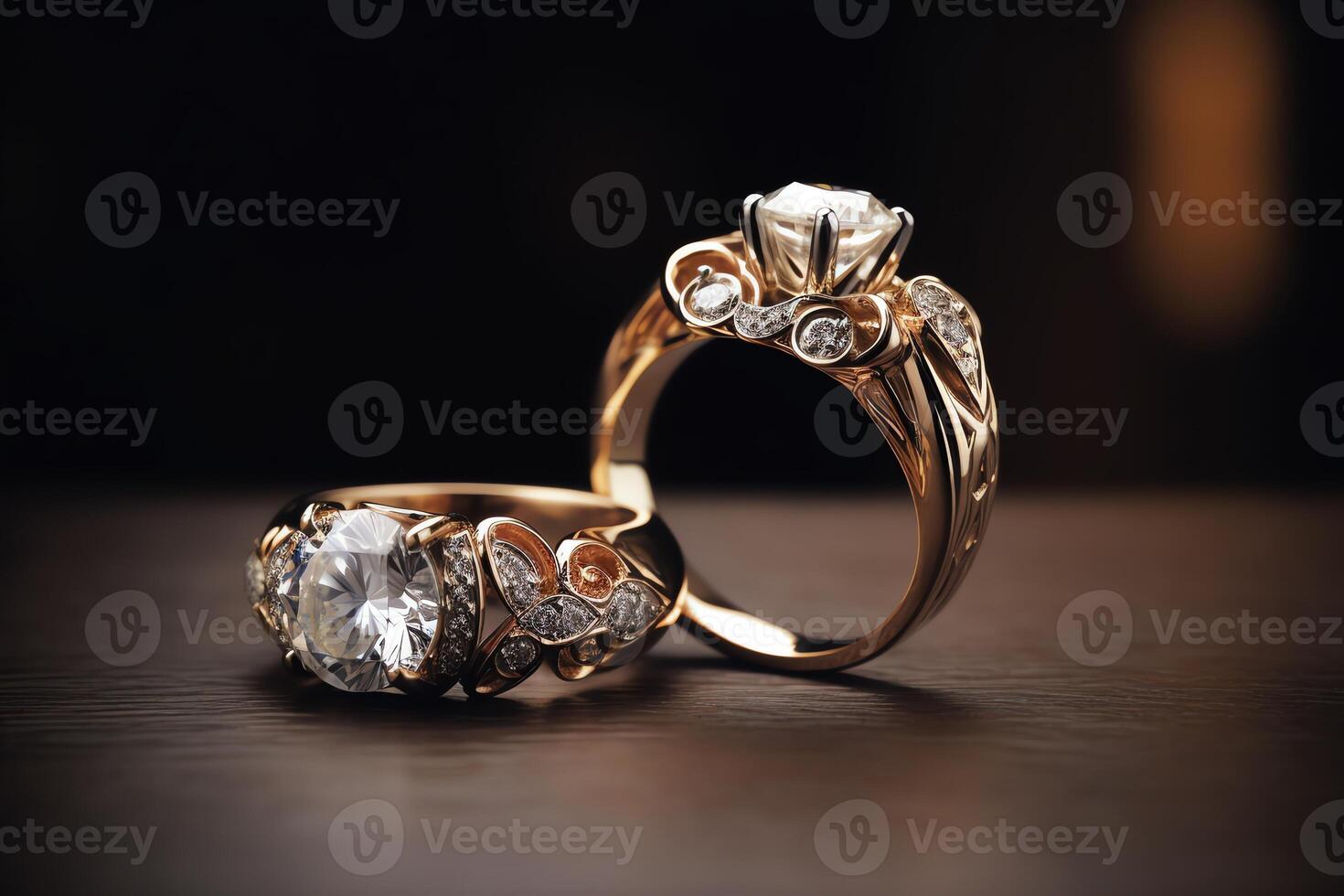 engagement anneaux symboliser l'amour et mariage et orner le la mariée ai généré photo
