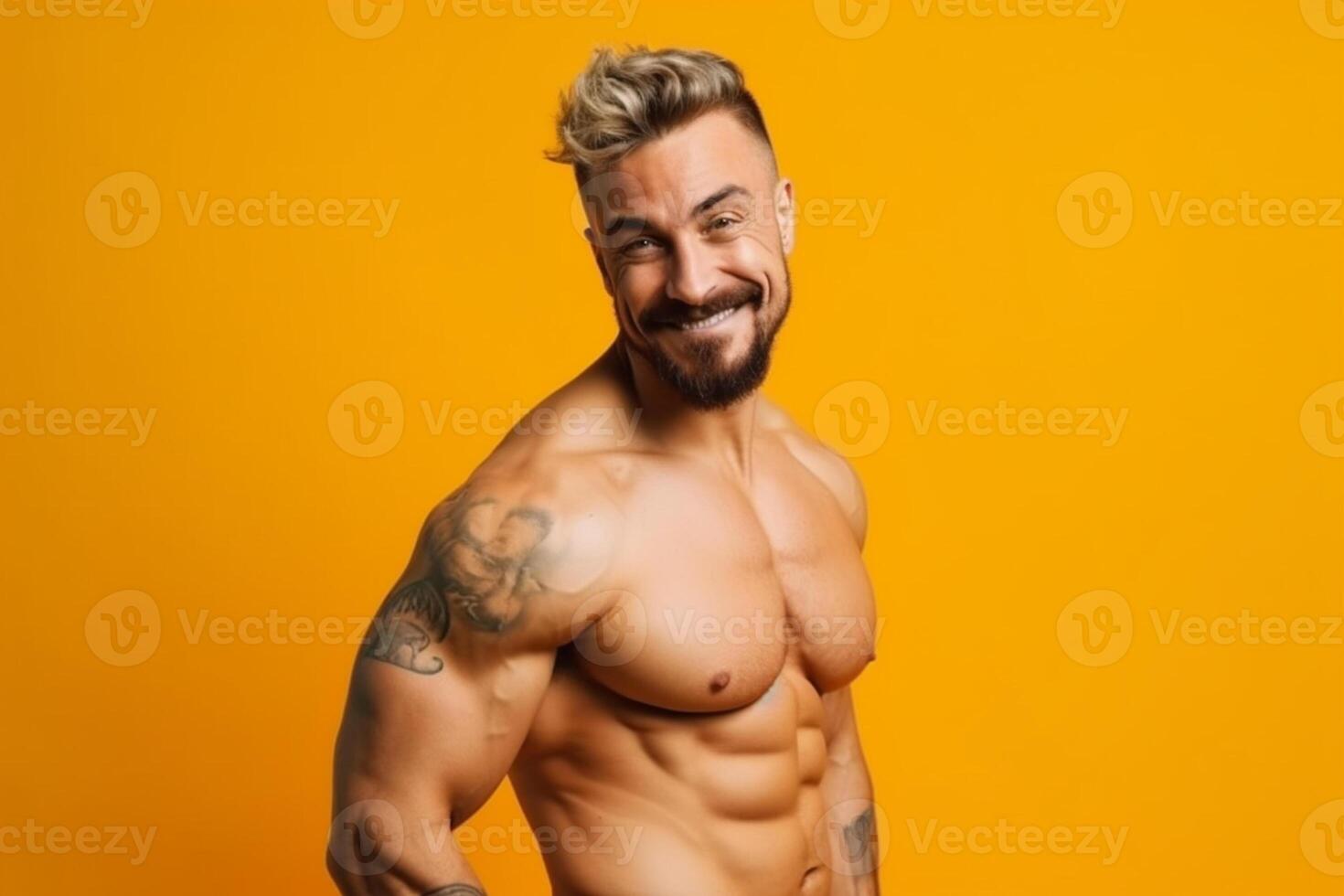 ai génératif portrait de une Beau musclé homme photo