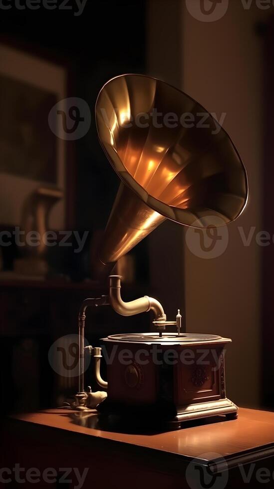 ancien classique gramophone musical instrument, génératif ai photo