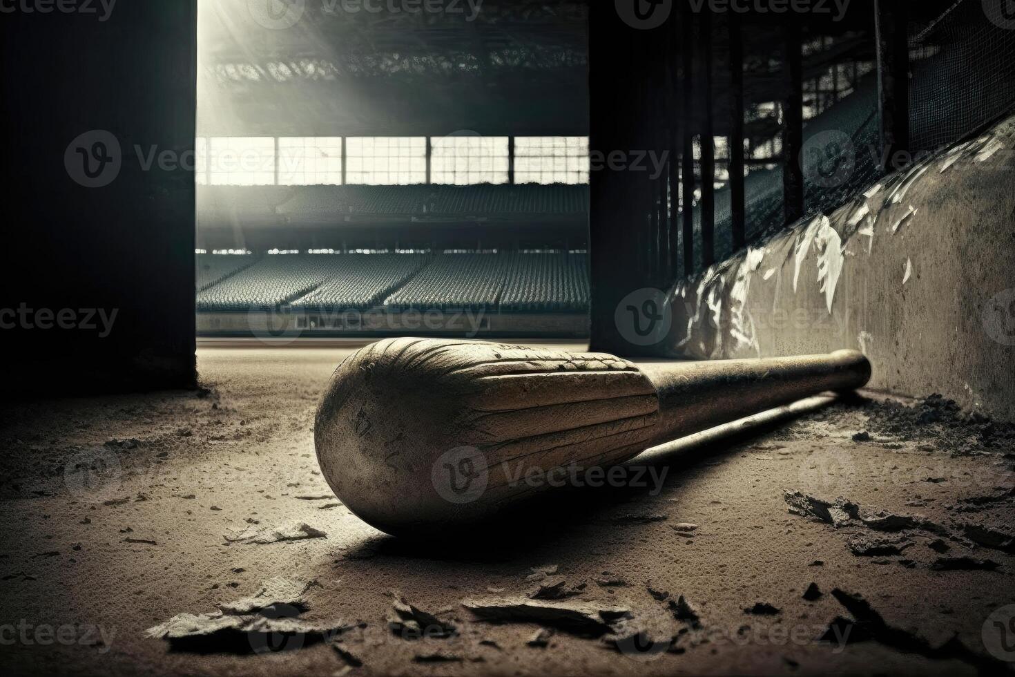 base-ball chauve souris dans le stade. ai généré photo