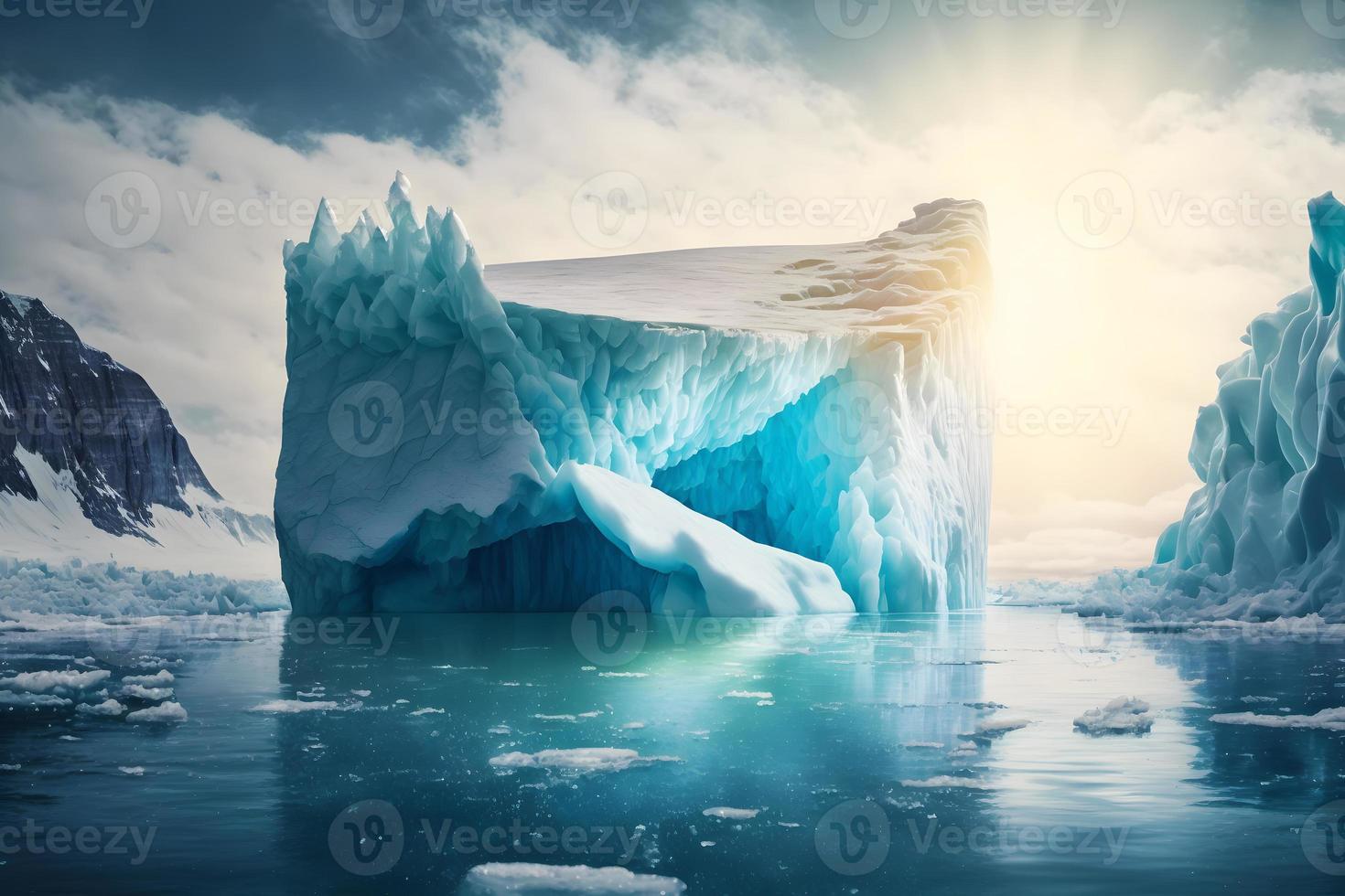 glaciers et le icebergs de Antarctique. neural réseau généré art photo