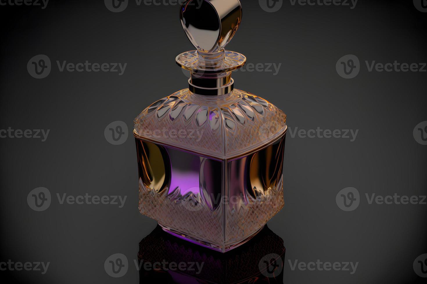 une bouteille de parfum femmes eau de parfum dans bouteille isolé sur noir. fragrance pour femmes parfum vaporisateur. neural réseau généré art photo