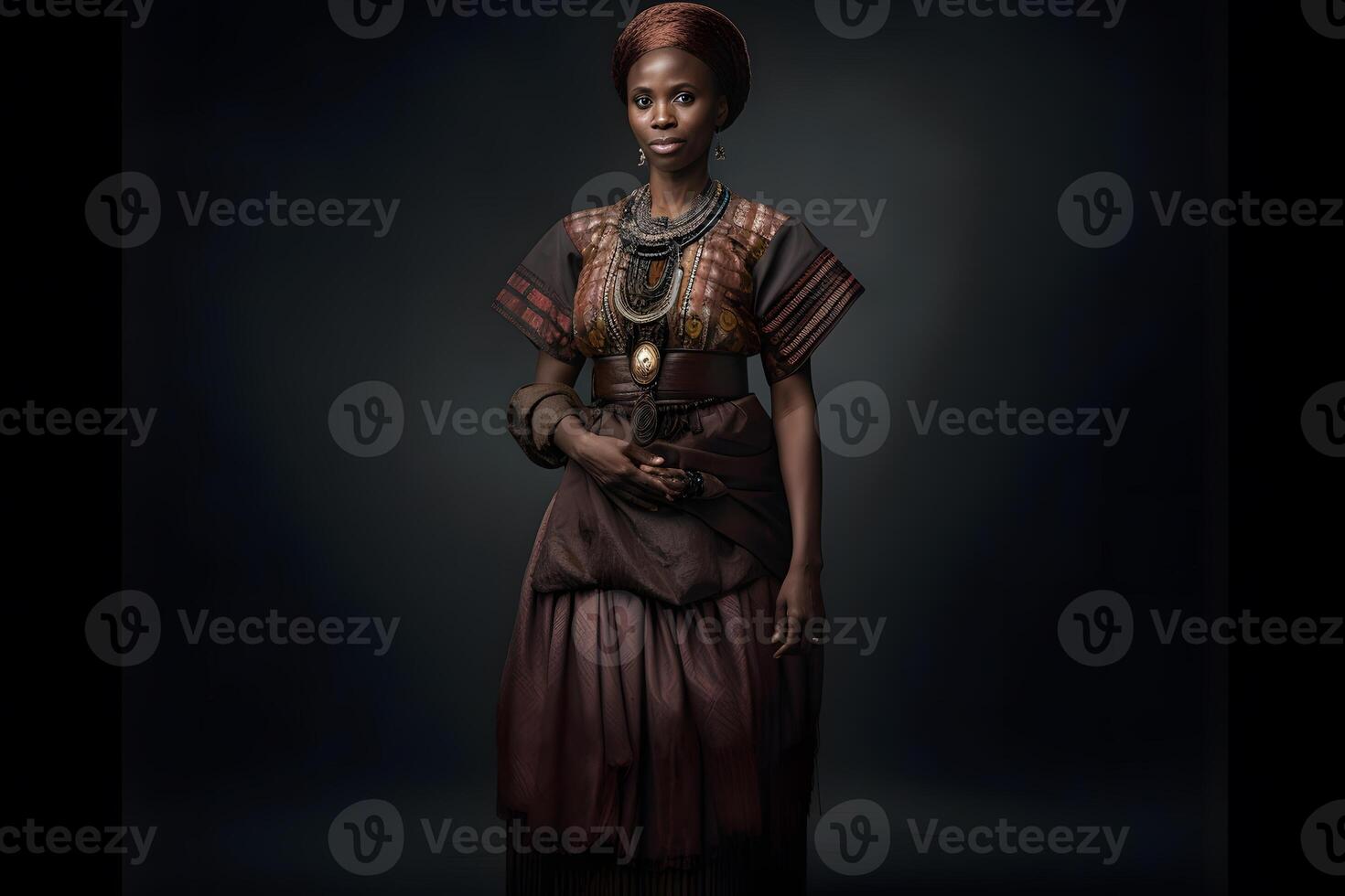 magnifique africain femme dans ethnique robe. neural réseau ai généré photo