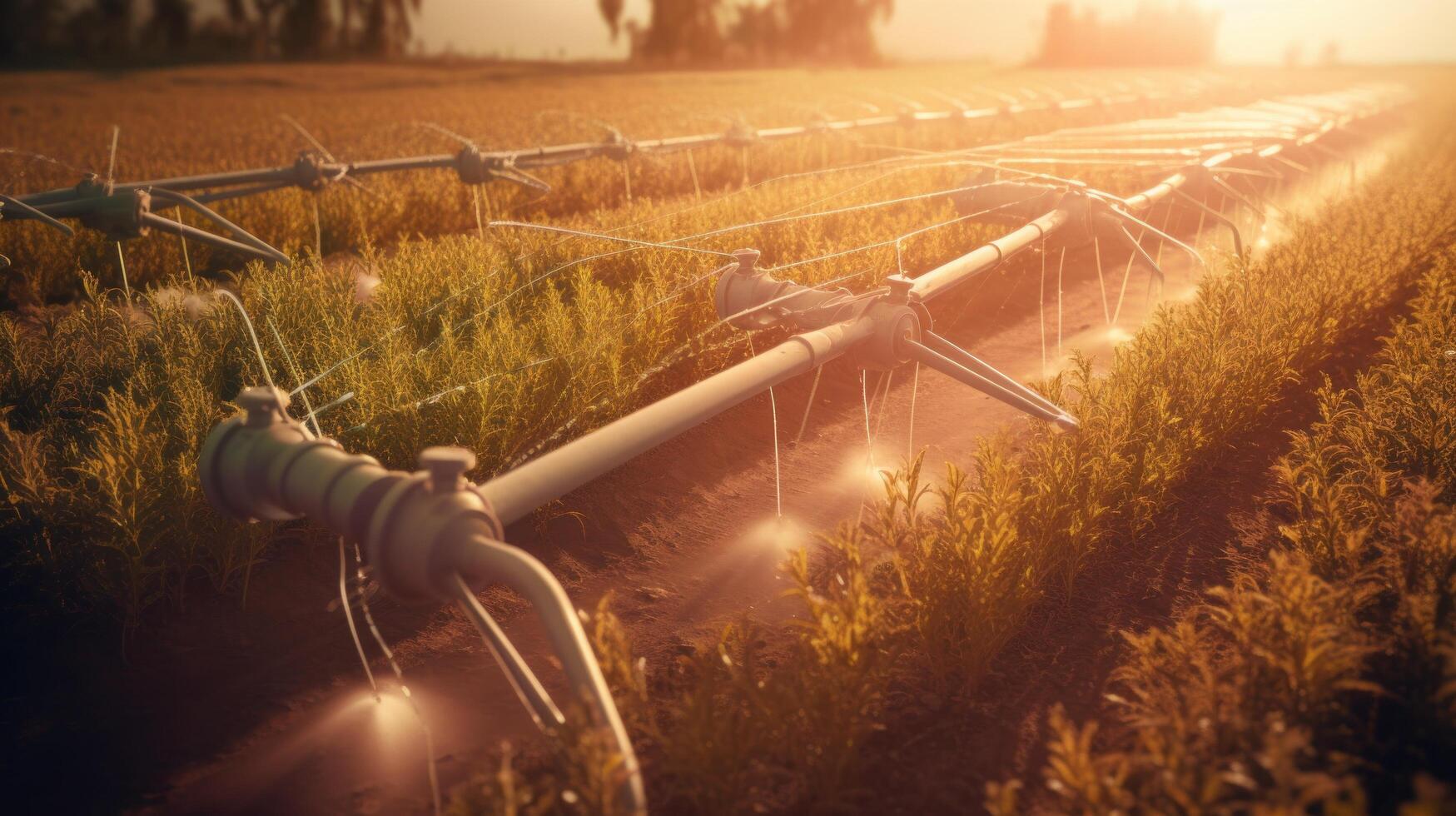 irrigation système dans fonctionnel arrosage de agricole les plantes illustration ai génératif photo