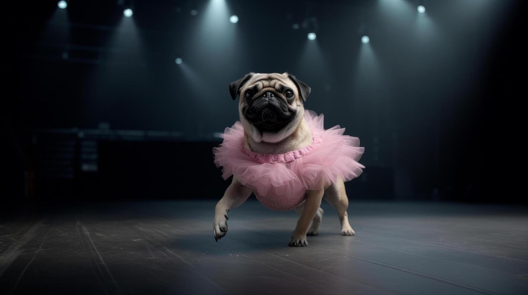 carlin chien comme ballet Danseur. illustration ai génératif photo