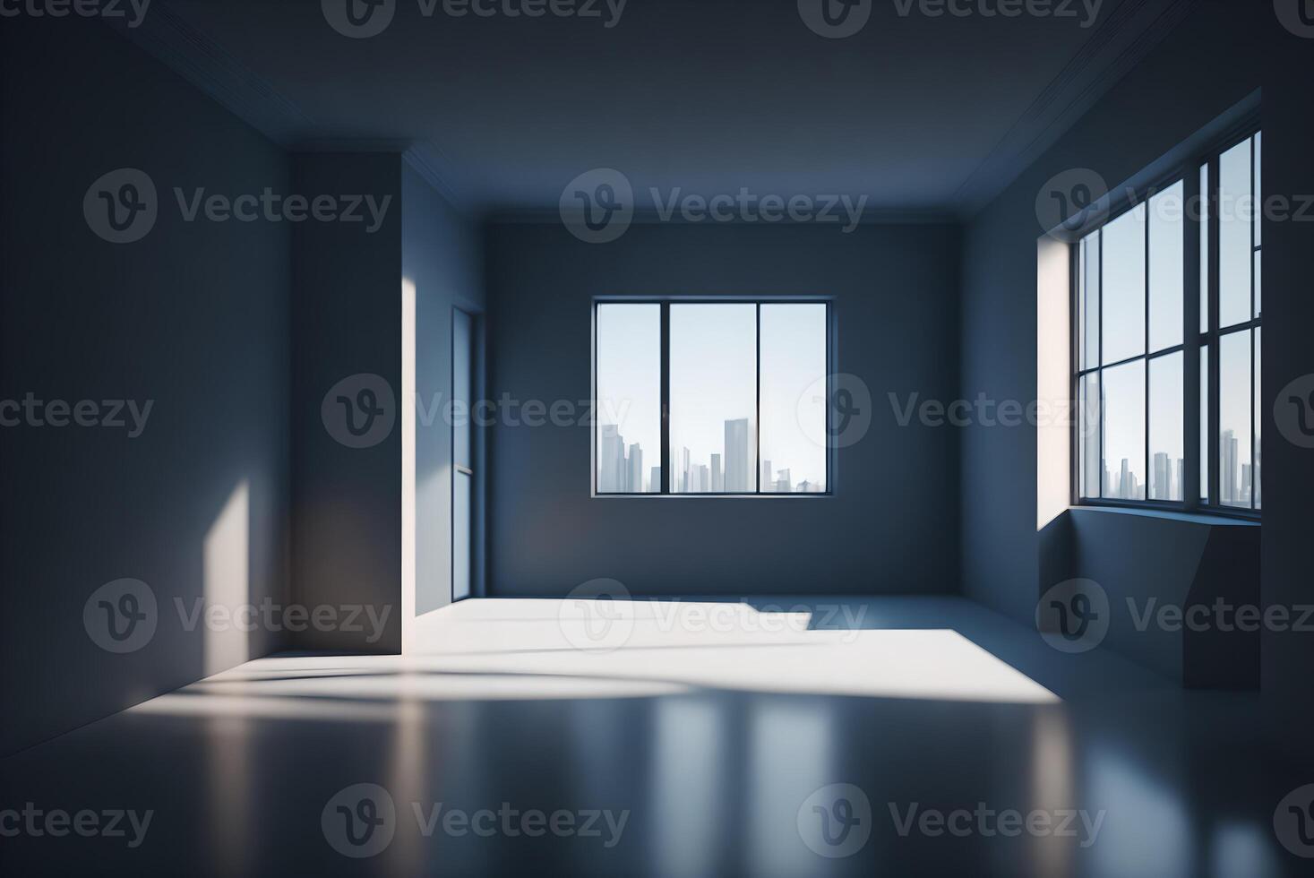 vide intérieur pièce 3d illustration, ai généré photo