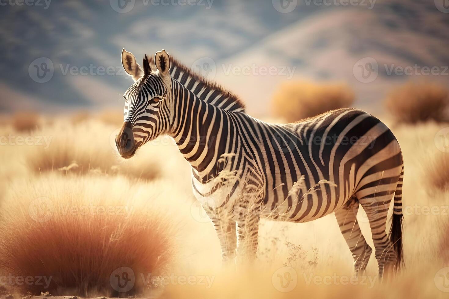 plaines zèbre, equus quagga, equus burchelii, commun zèbre. neural réseau ai généré photo