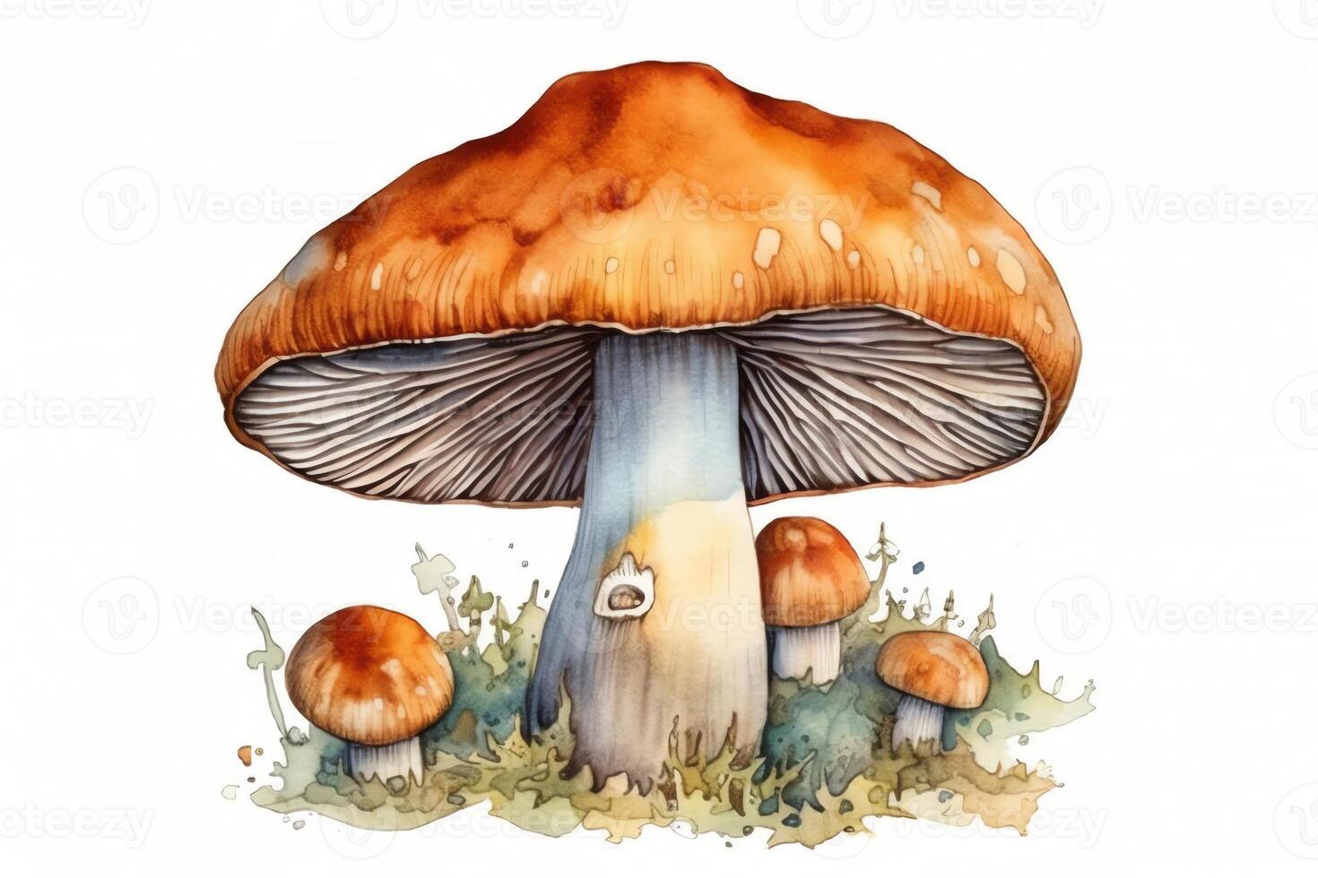 main tiré isolé champignon champignon illustration dans aquarelle. ai généré photo