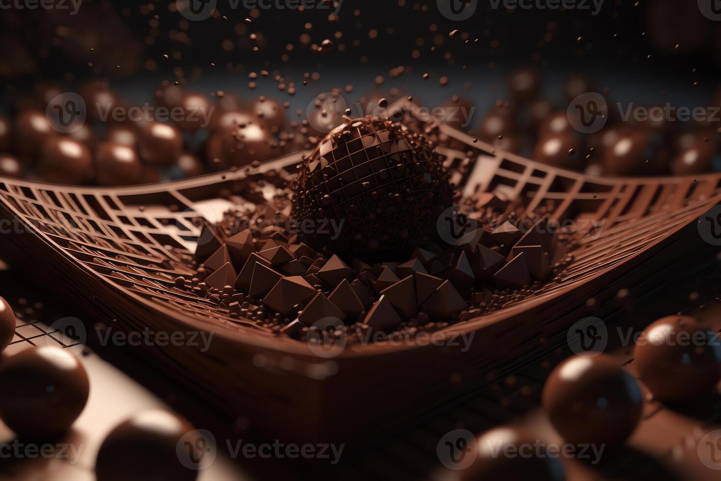 Chocolat et 3d visuels. ai généré photo