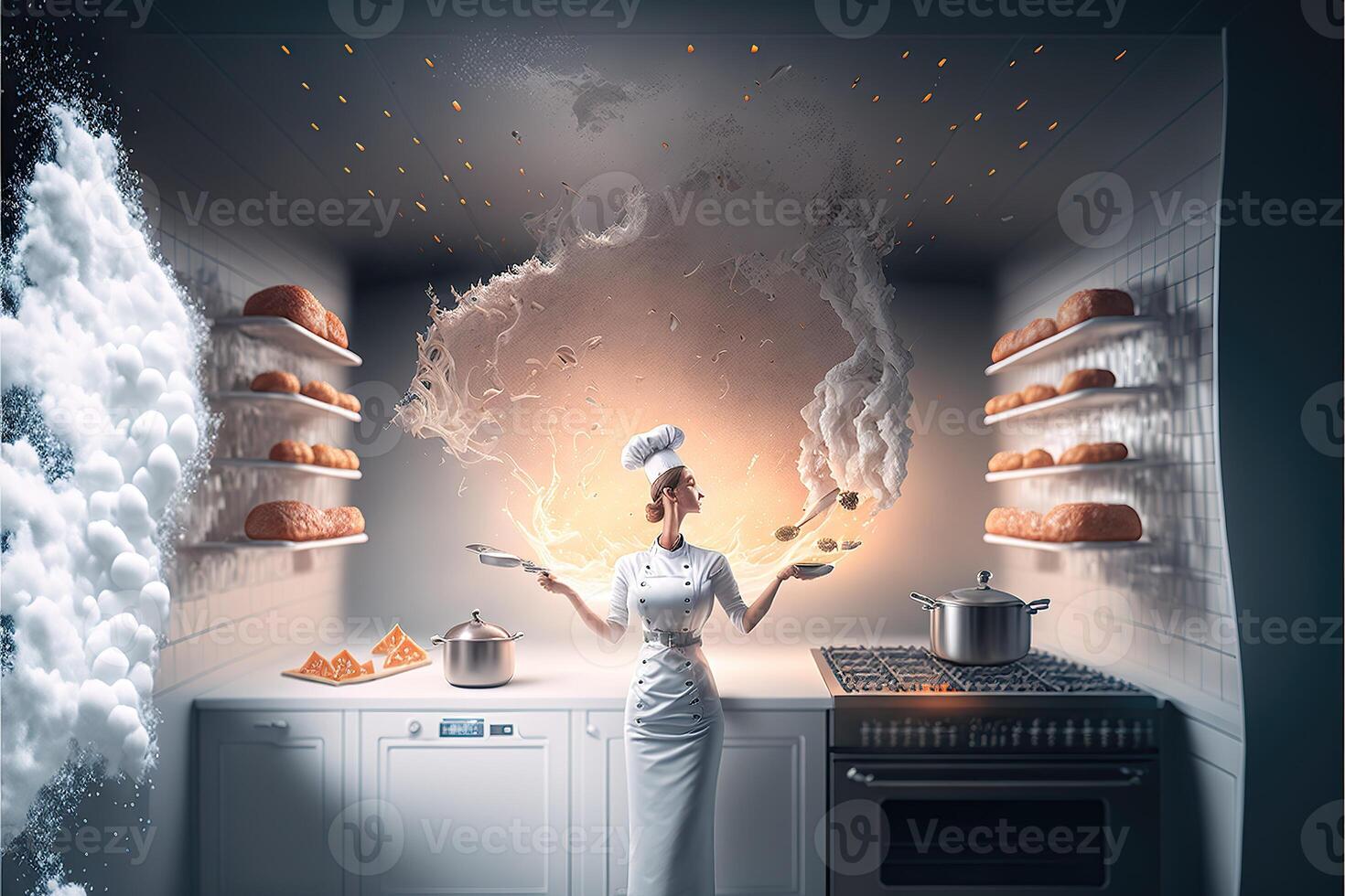 femme chef illustration ai généré photo