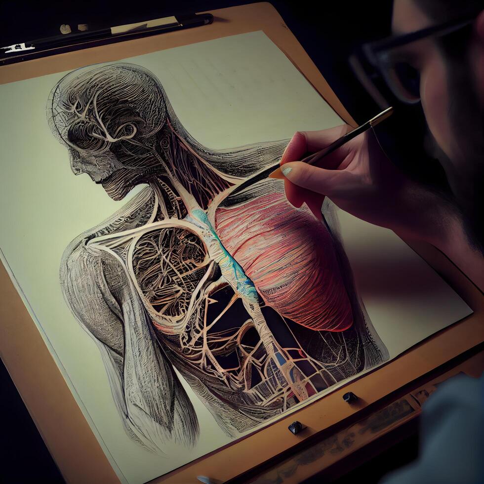 médecin examiner un radiographie image de une Humain cœur, conceptuel image, ai génératif image photo