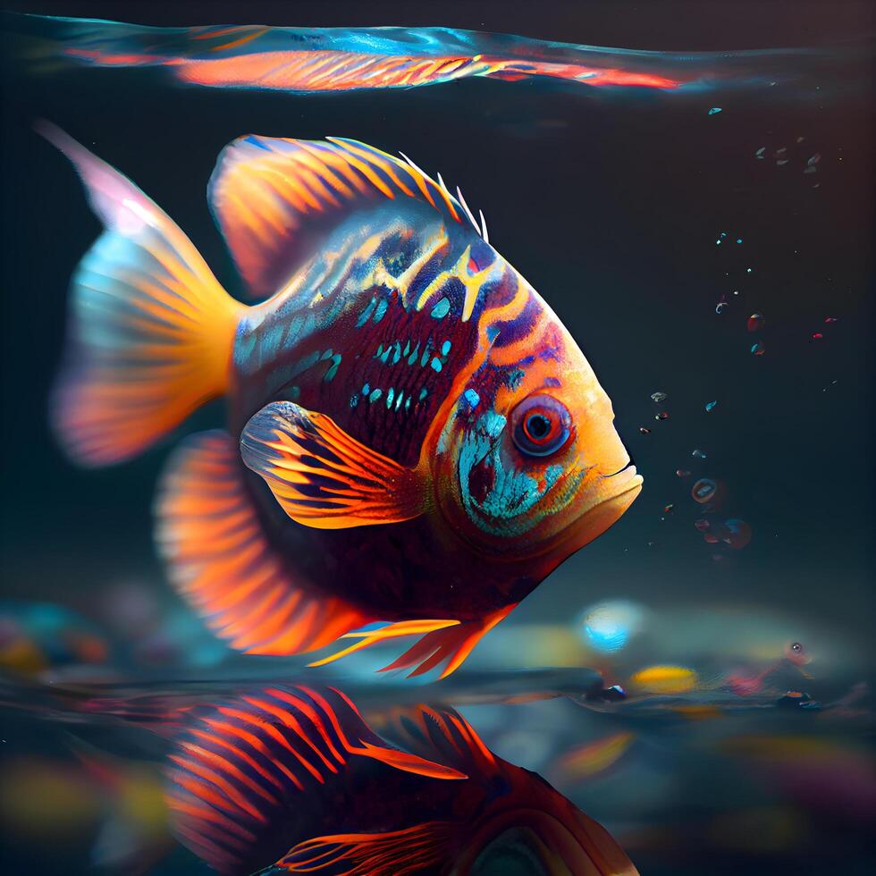tropical poisson. sous-marin monde. 3d illustration., ai génératif image photo