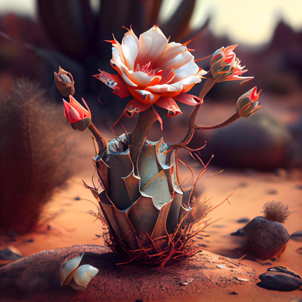 cactus dans une pot sur le désert. 3d illustration., ai génératif image photo