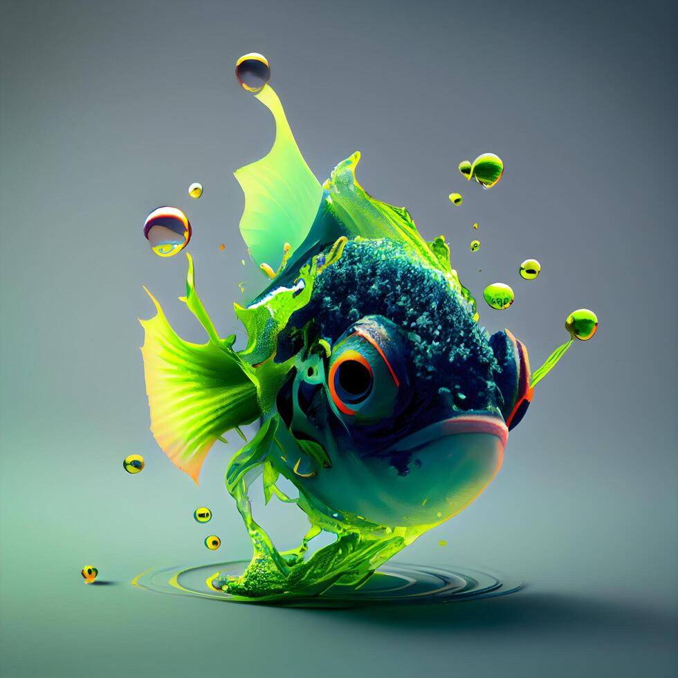 coloré poisson dans l'eau. 3d illustration. 3d le rendu., ai génératif image photo