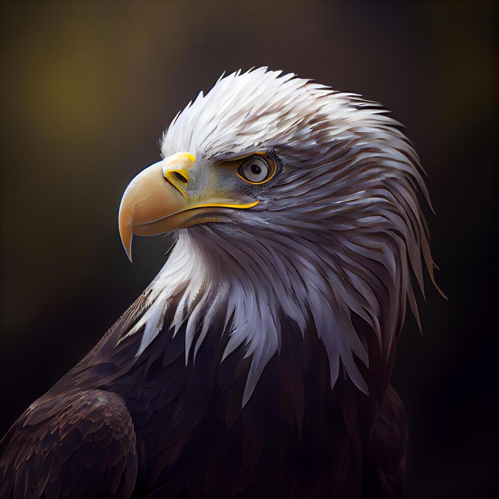 portrait de un Aigle sur une foncé Contexte. 3d le rendu, ai génératif image photo