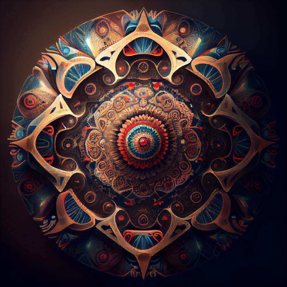 abstrait fractale ordinateur généré composition avec divers géométrique formes et éléments, ai génératif image photo