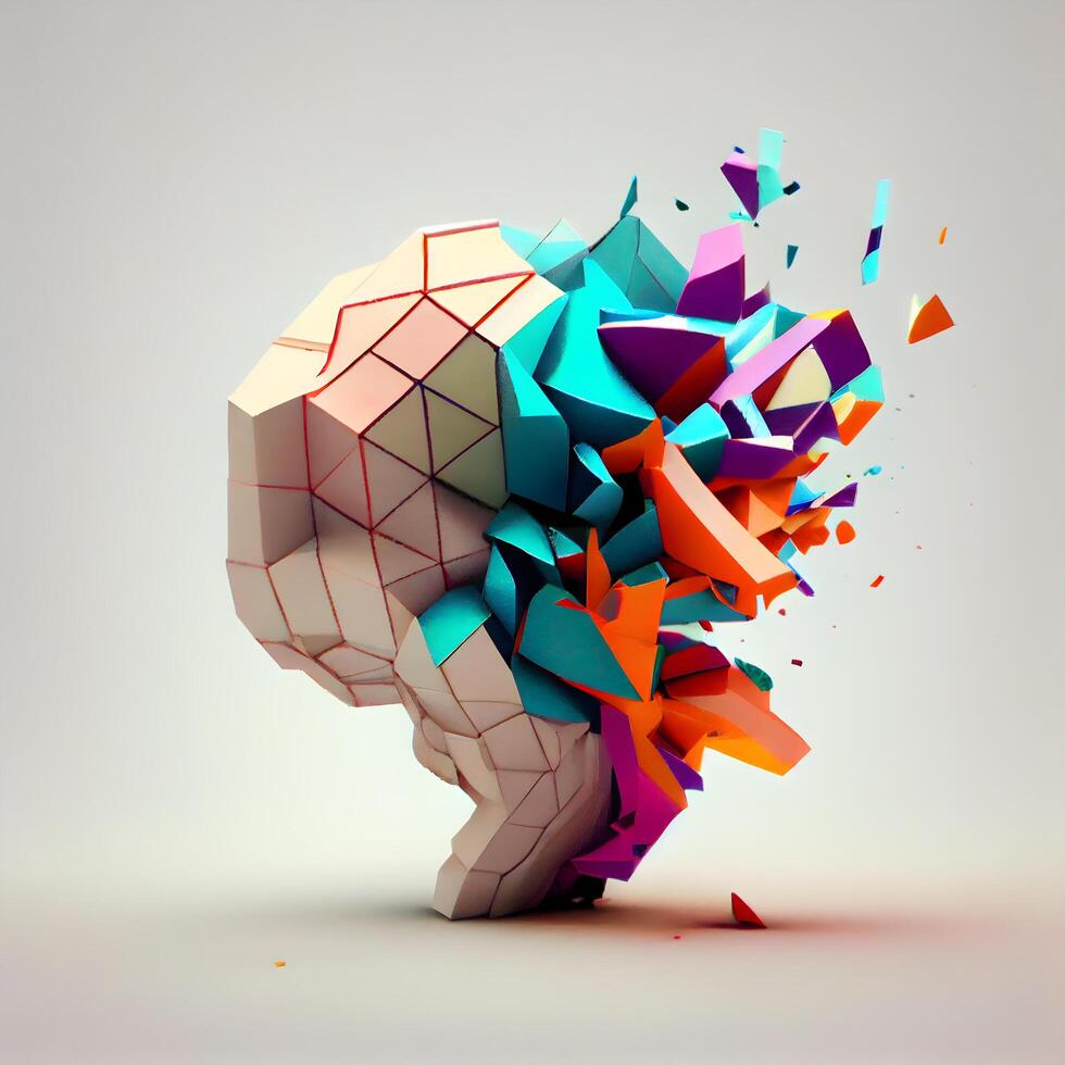 3d rendre de faible poly Humain cerveau. 3d illustration. photo