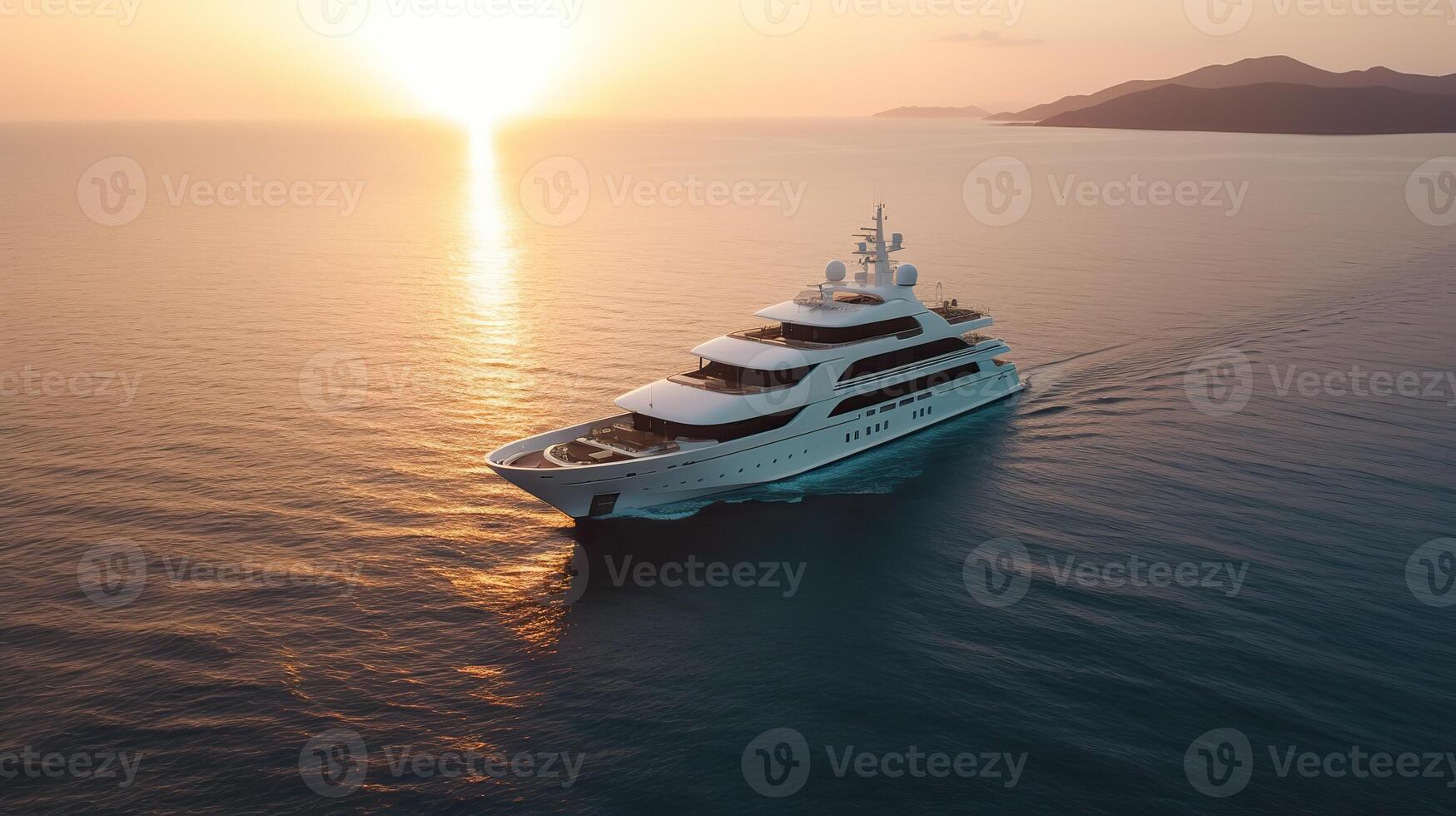 ai généré. ai génératif. photo la photographie coup aérien de drone. luxe gros bateau yacht. croisière aventure vacances ambiance. pouvez être utilisé pour promouvoir conception agence. graphique art