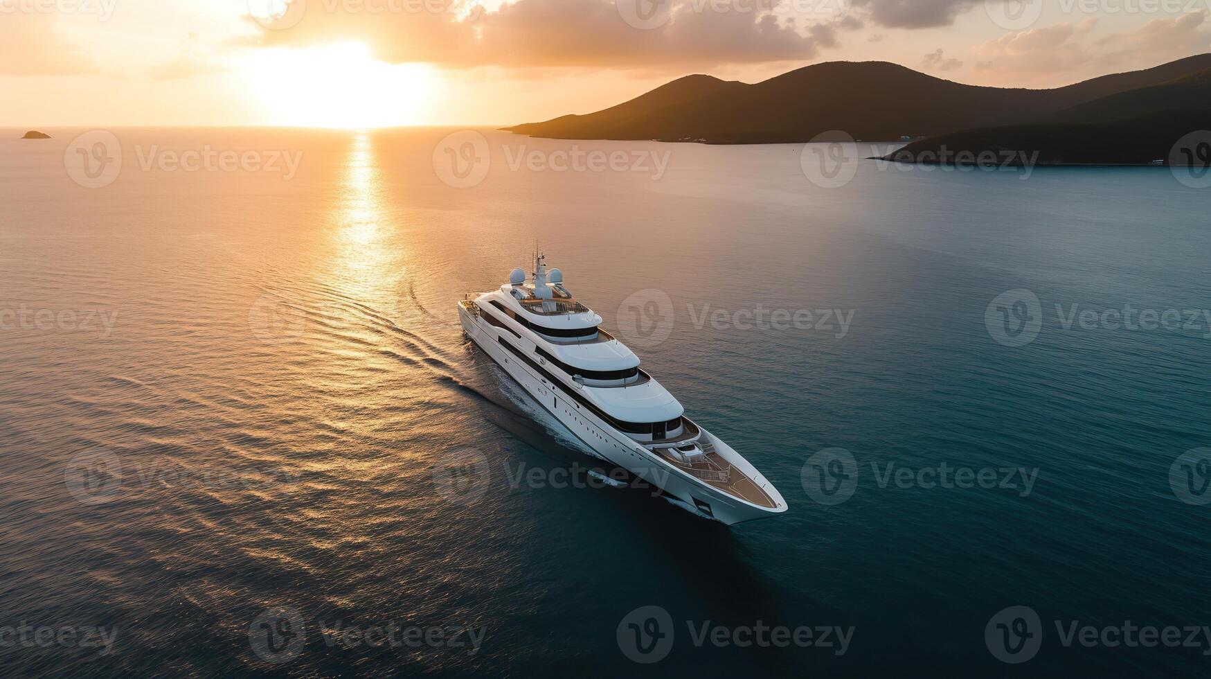 ai généré. ai génératif. photo la photographie coup aérien de drone. luxe gros bateau yacht. croisière aventure vacances ambiance. pouvez être utilisé pour promouvoir conception agence. graphique art