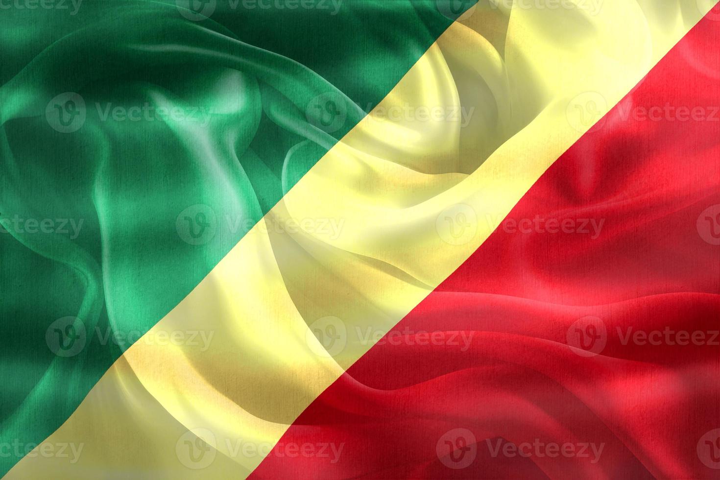 drapeau de la république du congo - drapeau en tissu ondulant réaliste photo
