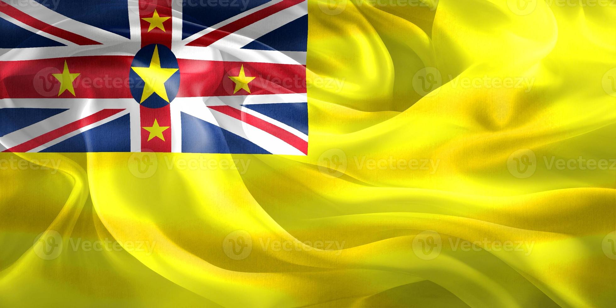 3d-illustration of a niue flag - drapeau de tissu ondulant réaliste photo