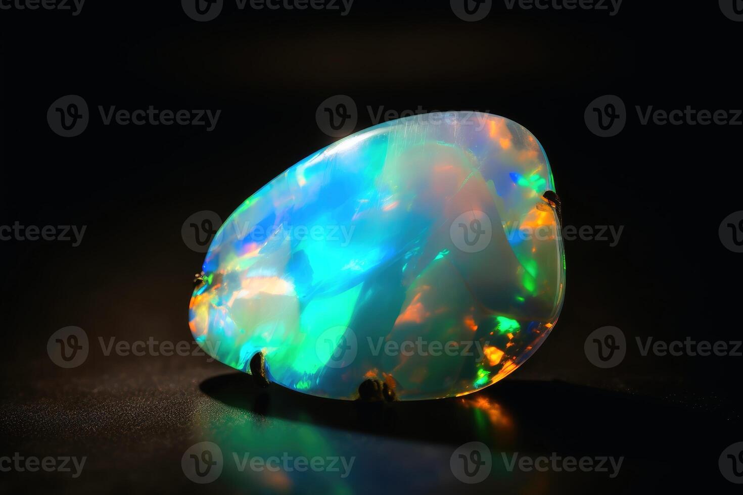 étourdissant opale dans brillant lumière sur une foncé Contexte établi avec génératif ai technologie. photo